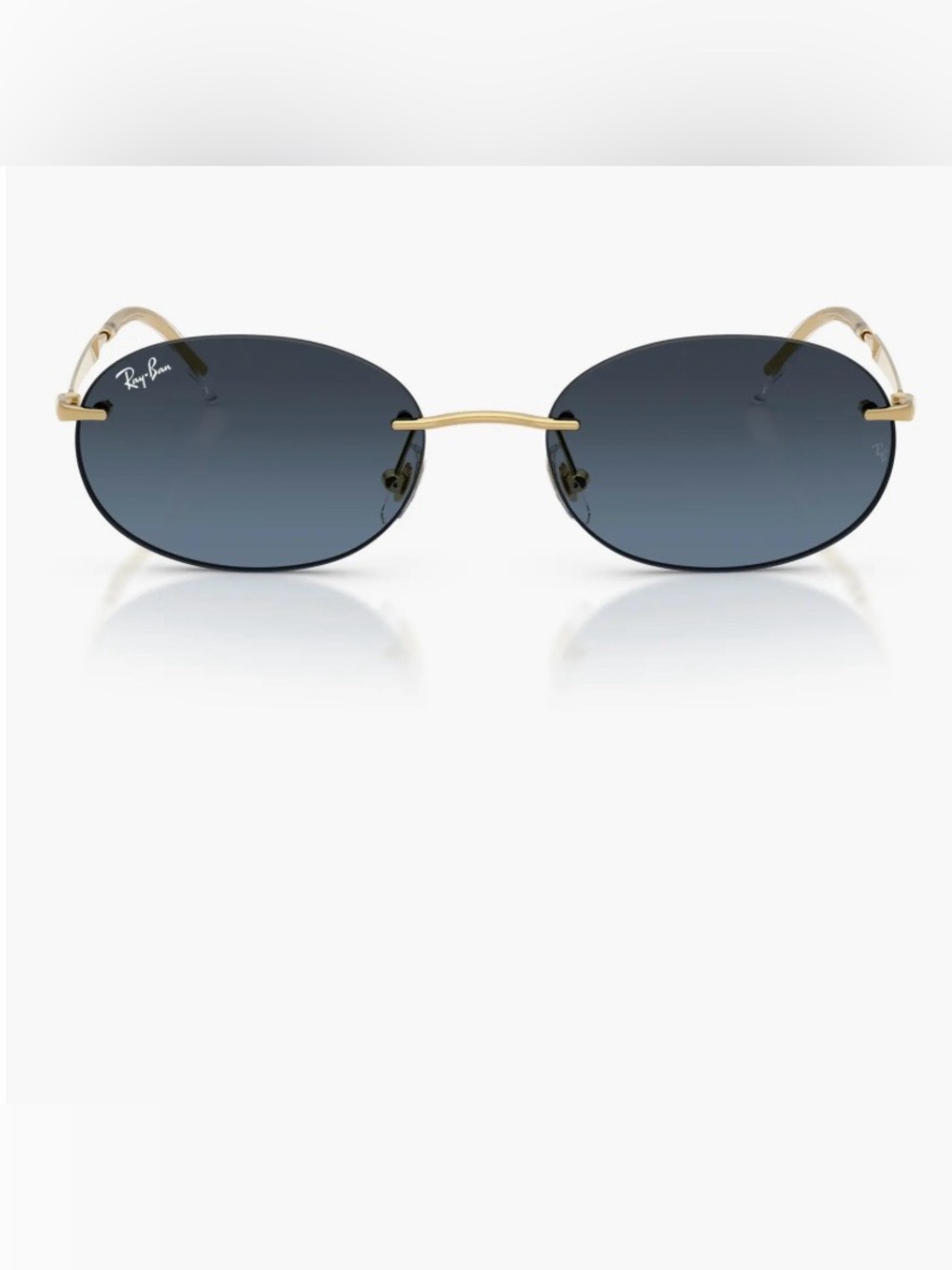 Ray-Ban Rimless Oval Sunglasses in Blue and Gold